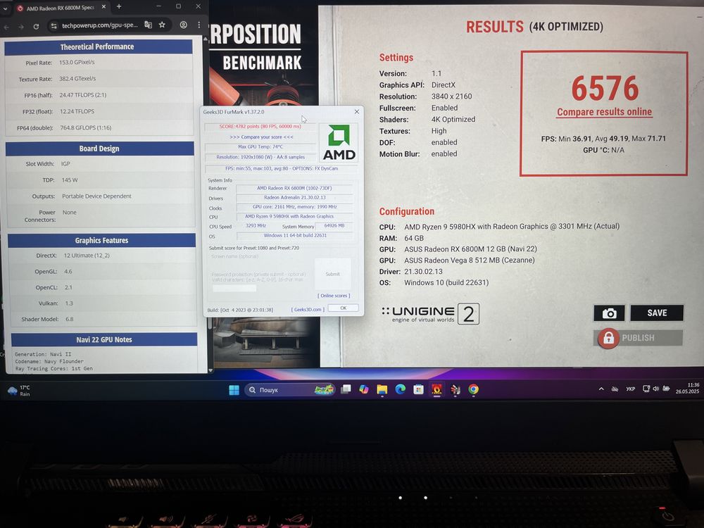 Ноутбук Asus Rog Strix G15 2K 165Гц Ryzen 9 5980HX 32GB RX6800M 1TB M2