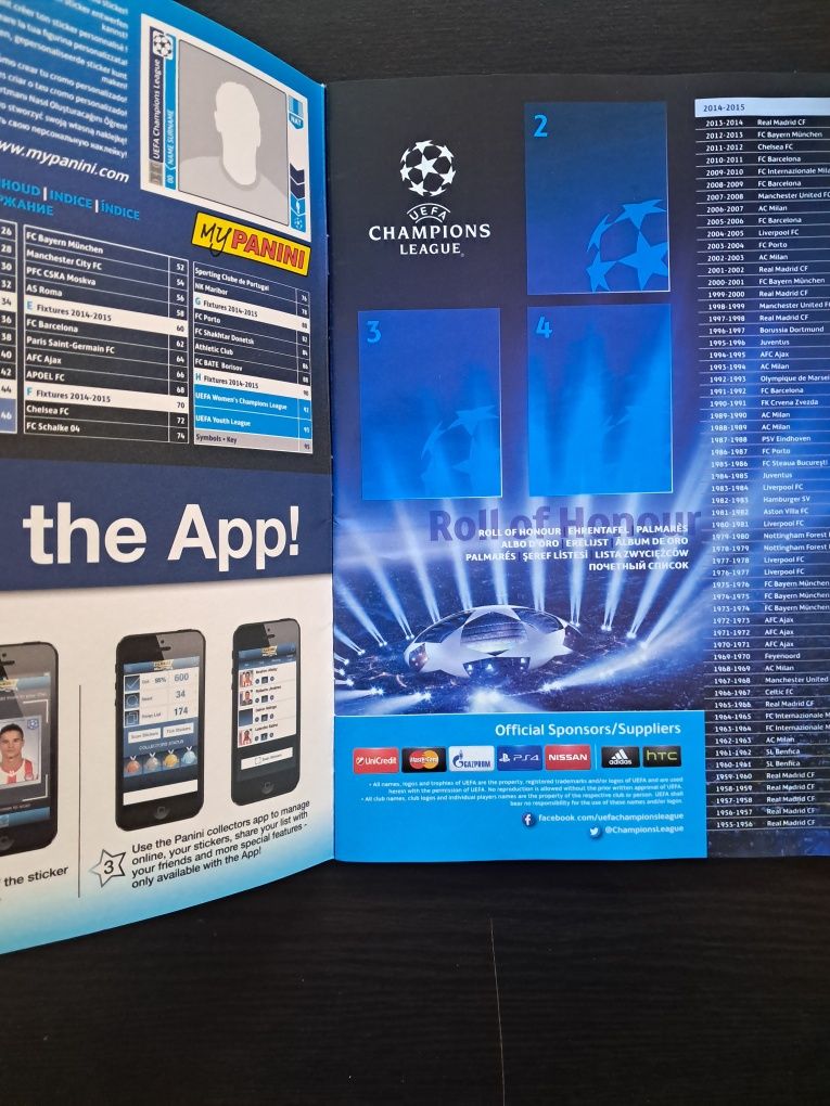 Caderneta vazia de cromos Futebol UEFA Champions League 2014 Panini