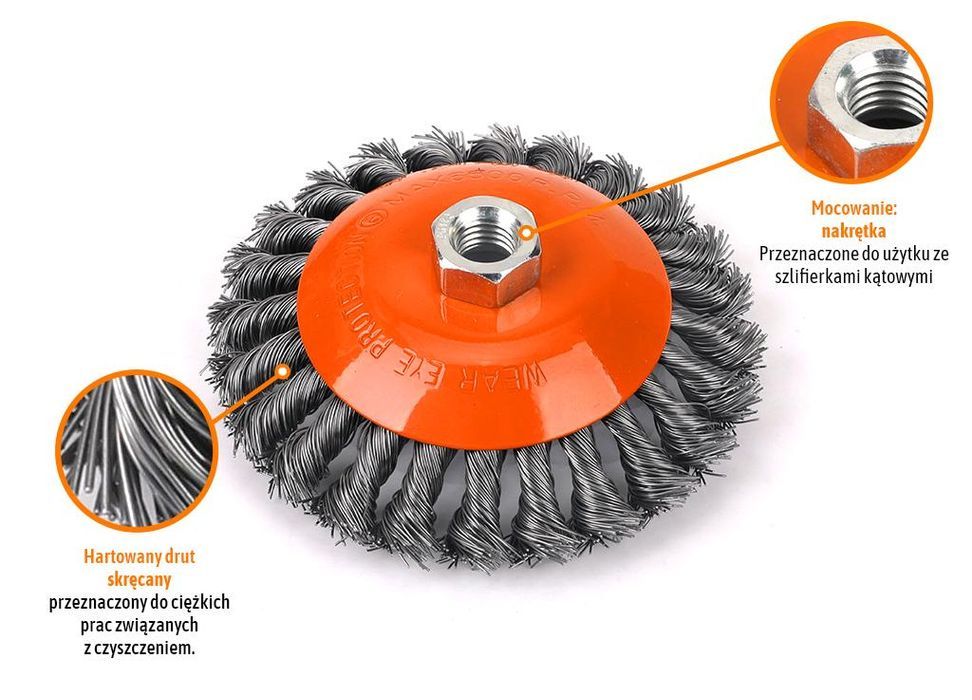 Szczotka tarczowa z nakrętką - drut skręcany M14/120 mm / TEGER
