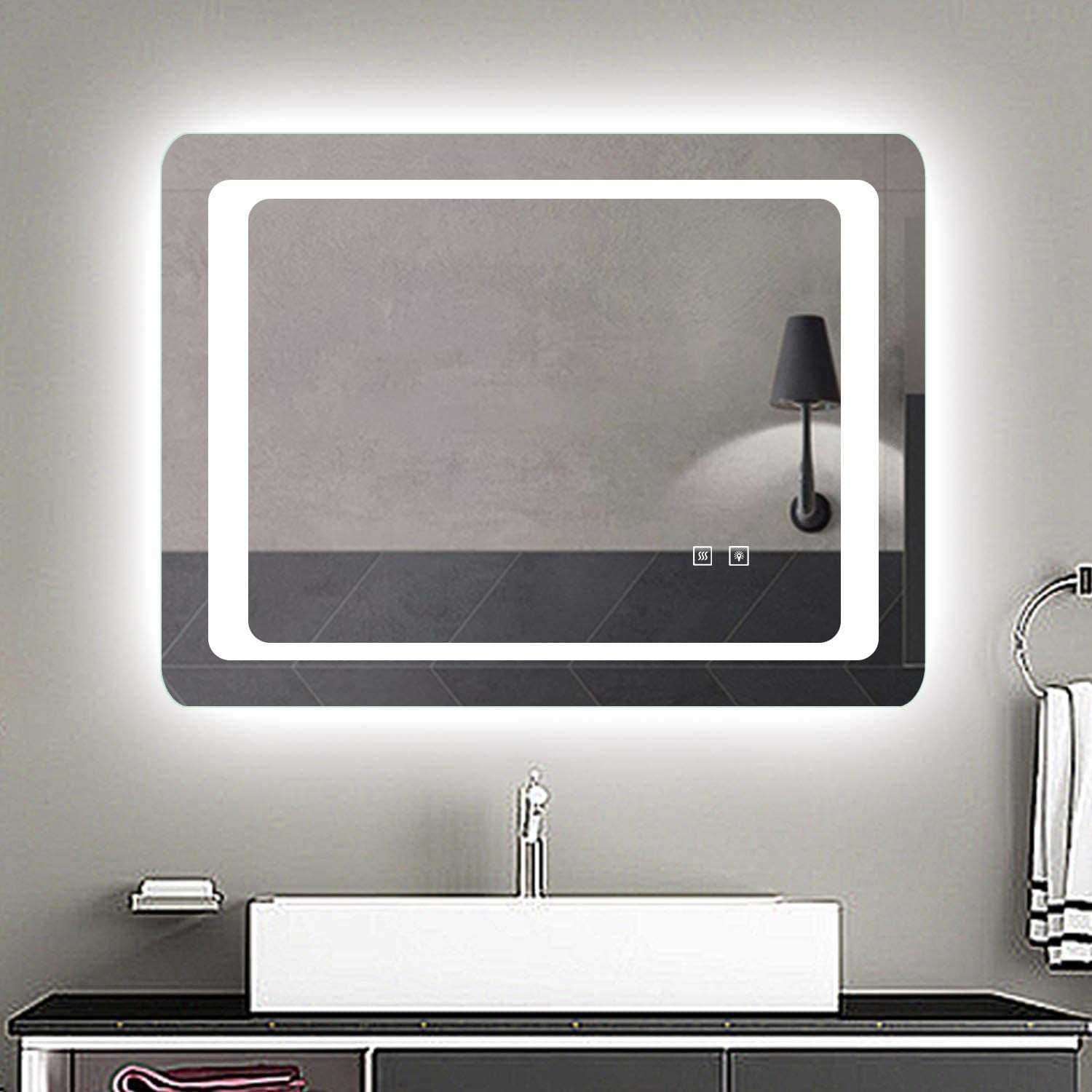 ‼️ Зеркало с LED подсветкой прямоугольное для ванной 80*60 см.