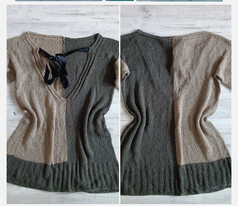 Bluzka sweter oversize bawełna rękodzieło handmade 36 38 40 S M L