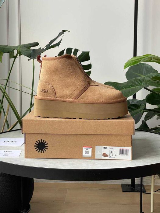 Женские ботинки UGG Neumel Platform Zip Slipper 36-41 Натур Овчина!