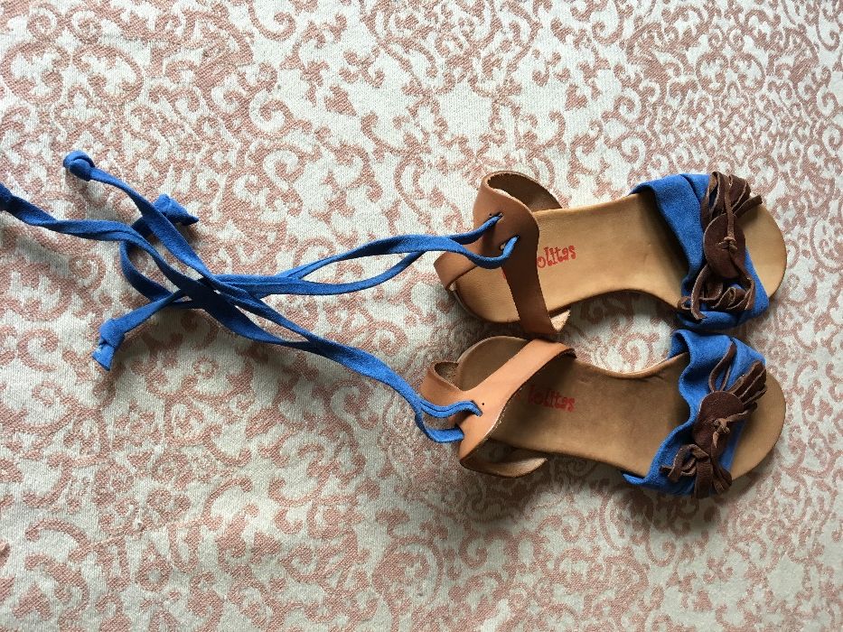 Letnie sandałki Les Lolitas skóra zamsz roz. 36 nowe wiązane