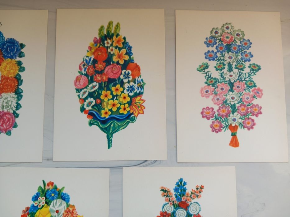 Janina Cugowska,kartki graficzne "Bukiet ludowy"