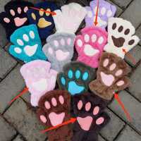 Перчатки рукавиці мітєнки без пальців лапки котика, лапки киці, котячі