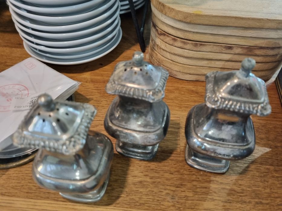 Przyprawniki posrebrzane sol pieprz ocet