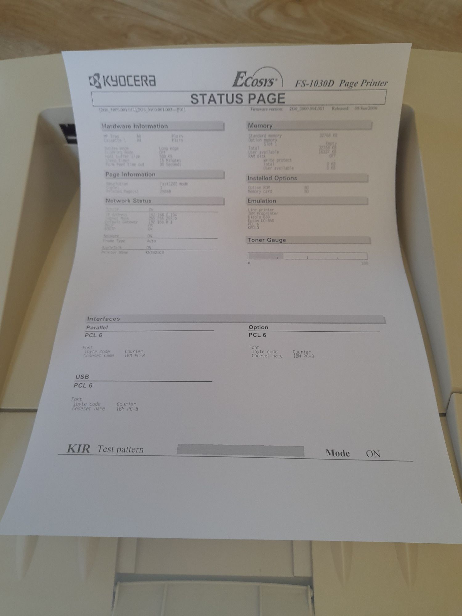 Drukarka Kyocera FS-1030D - Ethernet, USB, LPT