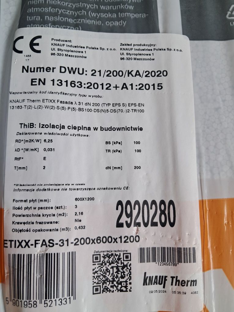 Styropian knauf therm etixx fasada gr. 20 cm