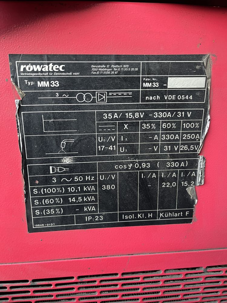 Rowatec MM 33 Spawarka Migomat Mig Mag 330 A  Transformator Prosta