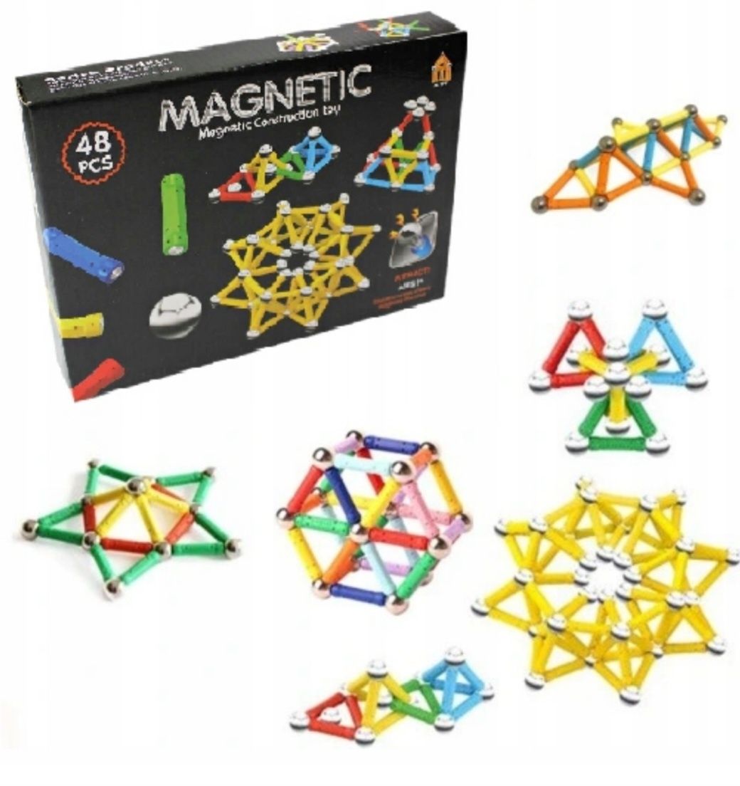 Klocki Magnetyczne MAGNETIC Construction 48 Elementów
 Stwórz niezwykł