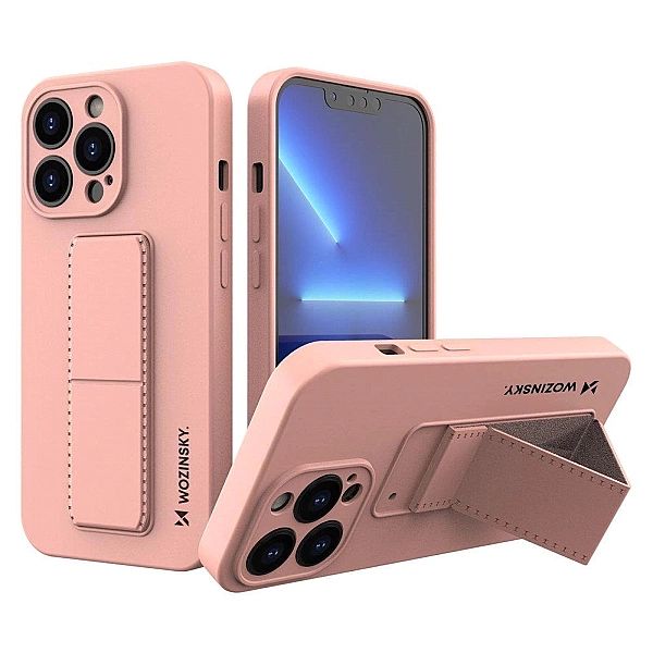 Wozinsky Kickstand Case silikonowe etui z podstawką iPhone 13 mini róż