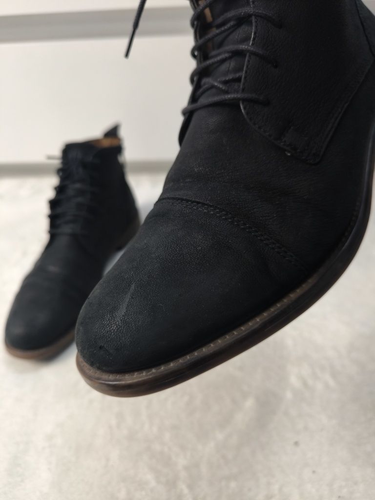 VAGABOND - skórzane męskie sztyblety czarne botki 100% skóra nubuck 41