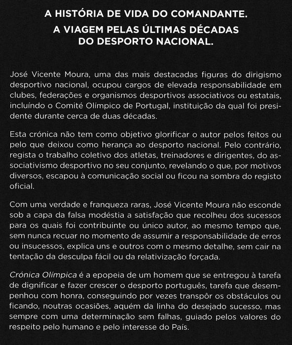 Livro Crónica Olímpica de José Vicente Moura [Portes Grátis]