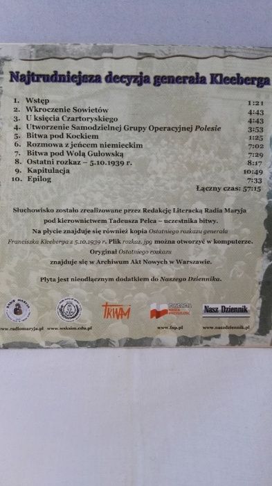 Płyta CD Najtrudniejsza decyzja generała Kleeberga