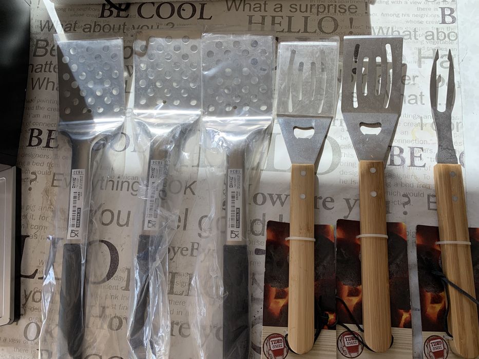 Łopatka szczypce widełki do grila komplet stalowe ikea