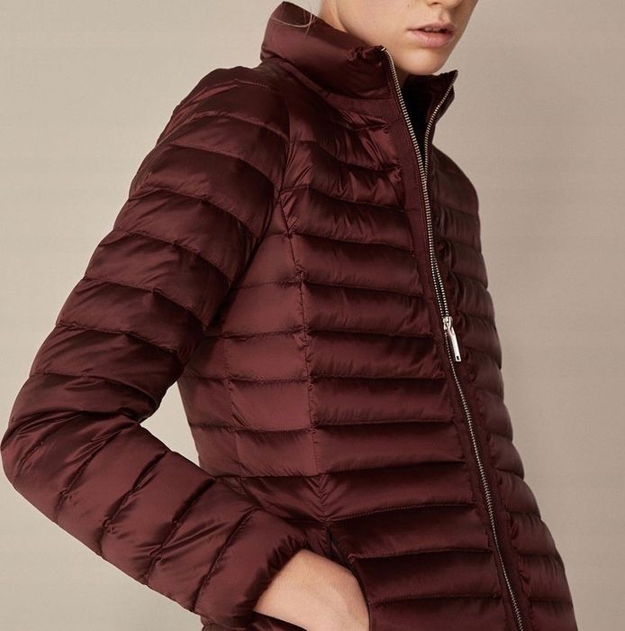Kurtka puchowa Massimo dutti bordo naturalny puch taliowana rozmiar xs