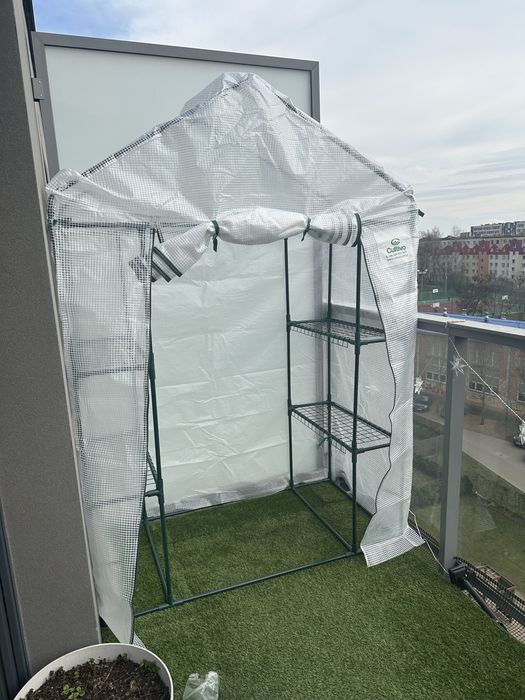 Szklarnia ogrodowa regał 4 PÓŁKI 140x73 Biała