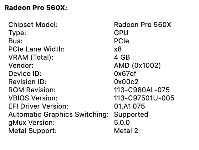 MacBook Pro 15.4" i9 9th Gen, 16 GB RAM, 2 TB, AMD RADEON PRO 560X