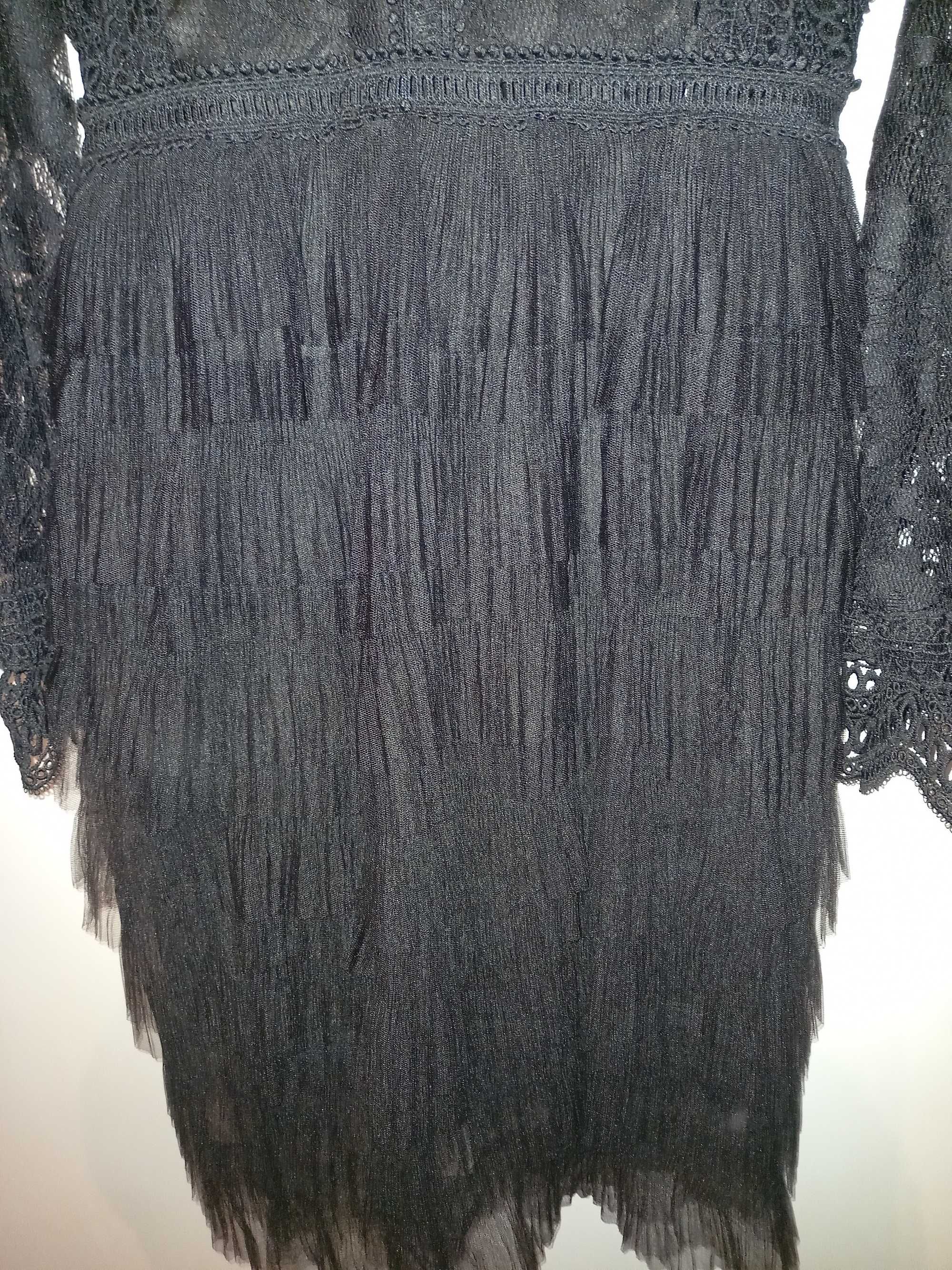 Vestido de Cocktail, preto, de renda e tule - M - Coconut Fashion