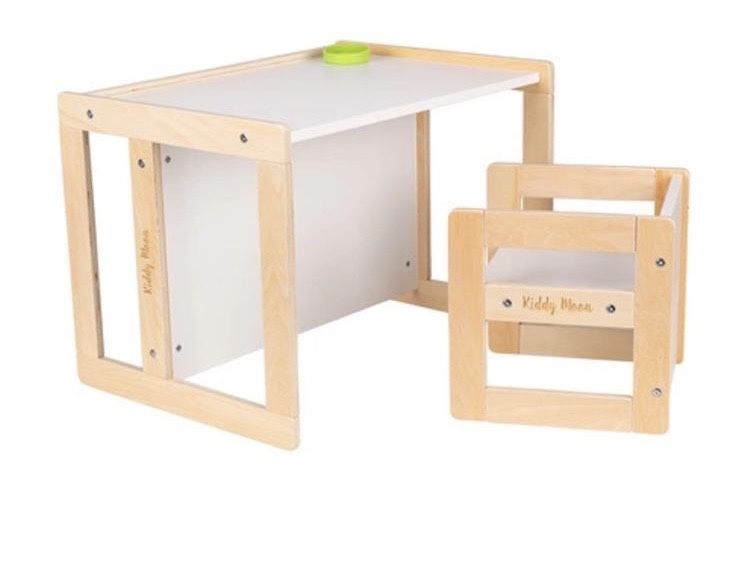 KiddyMoon Stolik + Krzesło  TC-002  meble zestaw mebelków naturalne