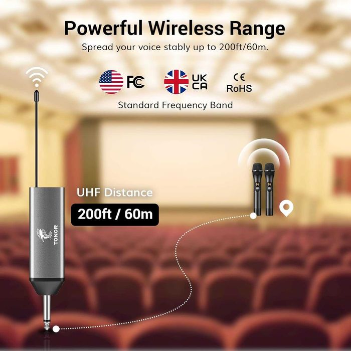 Tonor Mikrofon Uhf Bezprzewodowy System Dynamiczny Tw630, Czarny