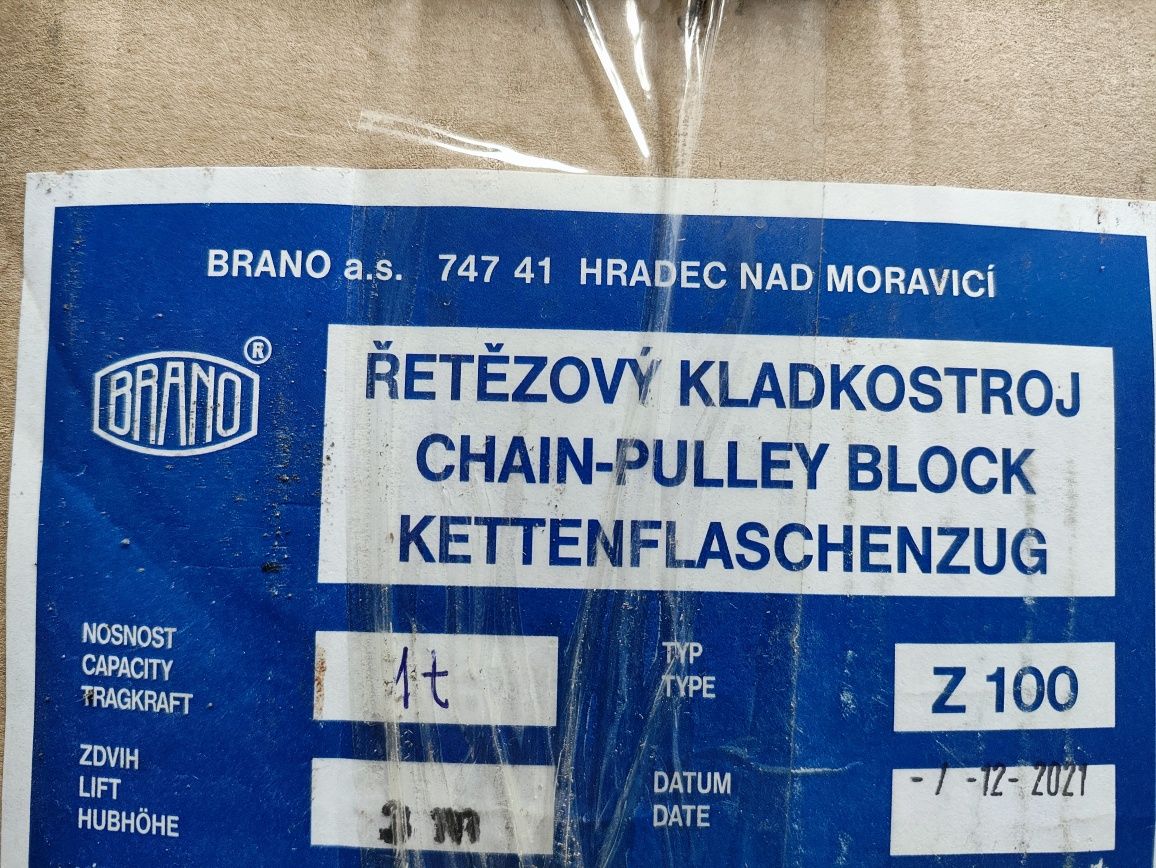 Profesional Podnośnik, wciągnik, wyciagarka łancuchowa nowy 1T/3mBRANO
