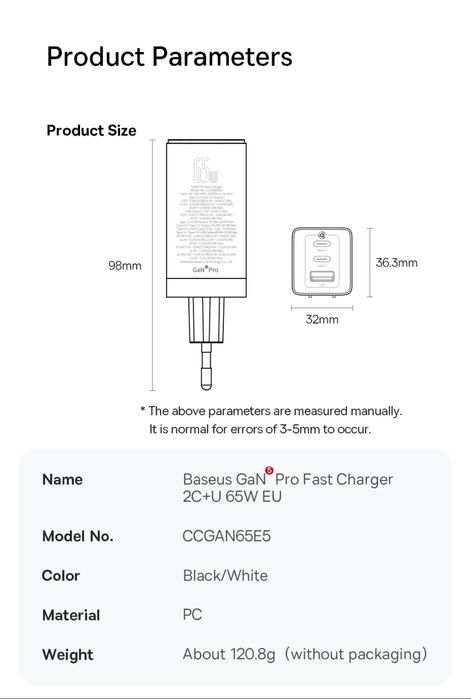Baseus 65w блоки живлення білі