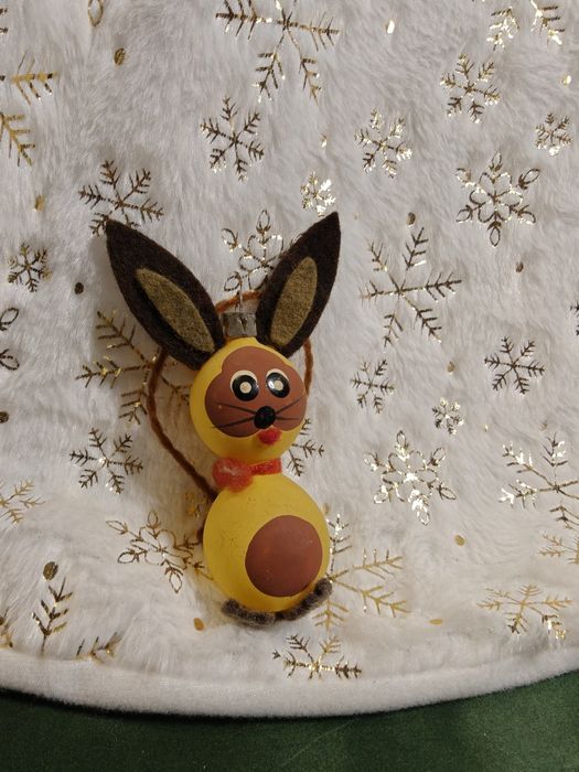 Bombka choinkowa Zajączek szkło PRL