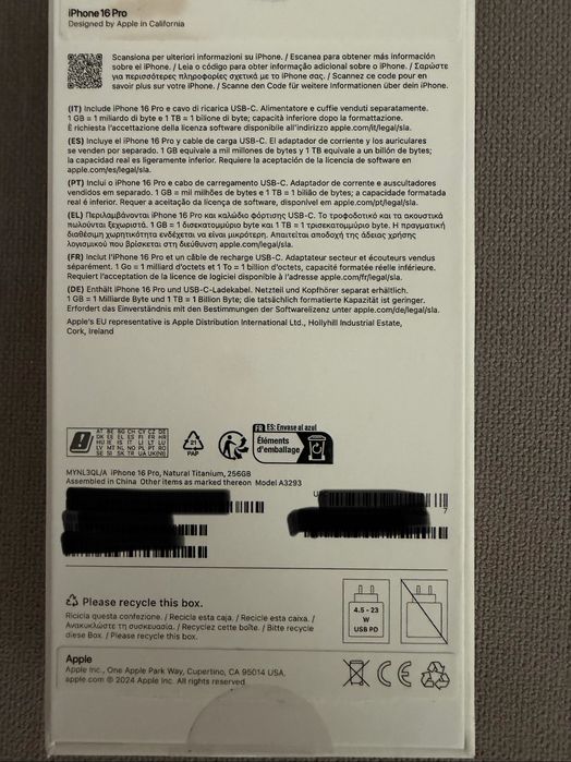 Iphone 16 PRO - 256 GB - Natural Titanium