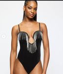 Чорне боді Ann Summers Thrill Seeking Diamante Velvet