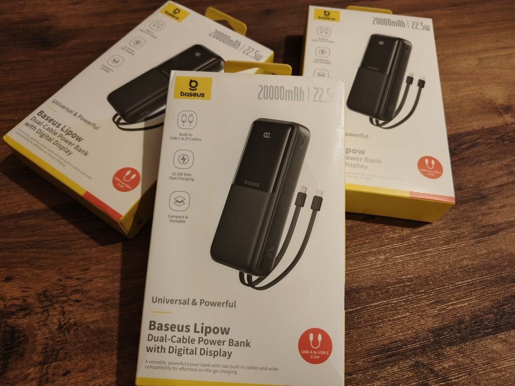 Baseus power bank 20000mah, 22.5w, type-c, lightning, НОВІ, ЗАПАКОВАНІ