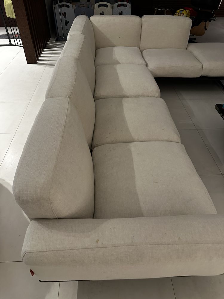 Sofa FlexForm, de penas, luxo italiano bege 3metros com chaise-long