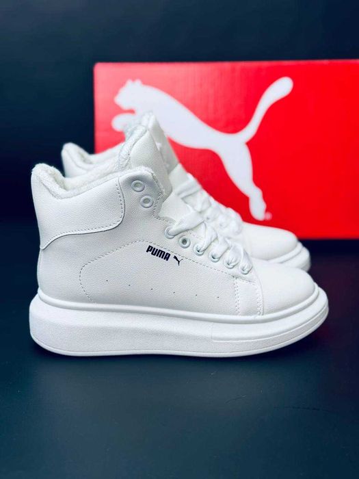 Женские зимние кроссовки puma белые натуральная кожа цена за пару