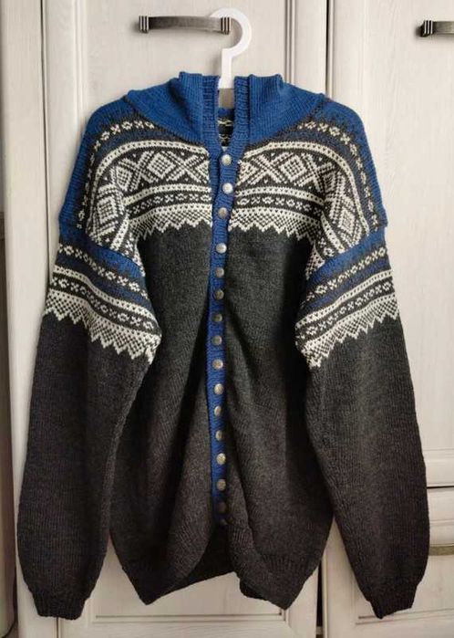 M L XL oversize tall wełniany sweter bluza norweski z kapturem unisex