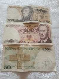 Trzy banknoty z PRL