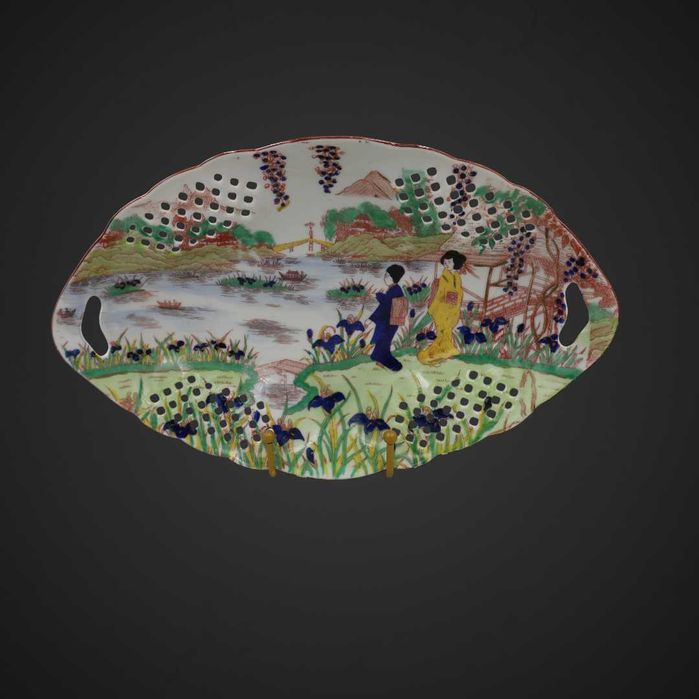Patera ażurowa Victoria Czecho-Slovakia w stylu chinoiserie b5/101963
