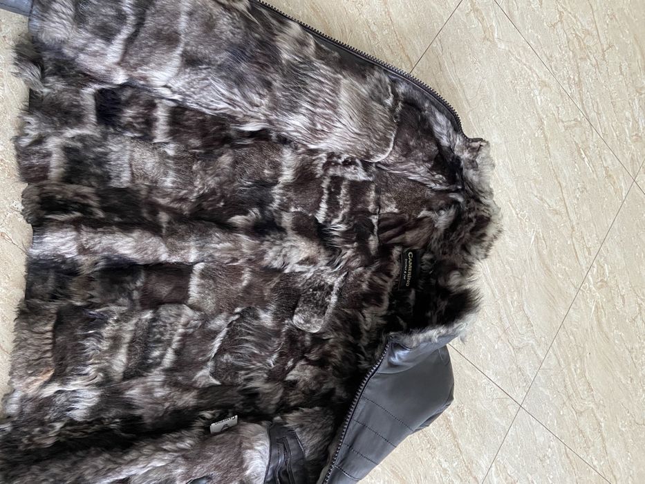 Шкіряна чоловіча хутрова куртка, зимова шкіряна куртка