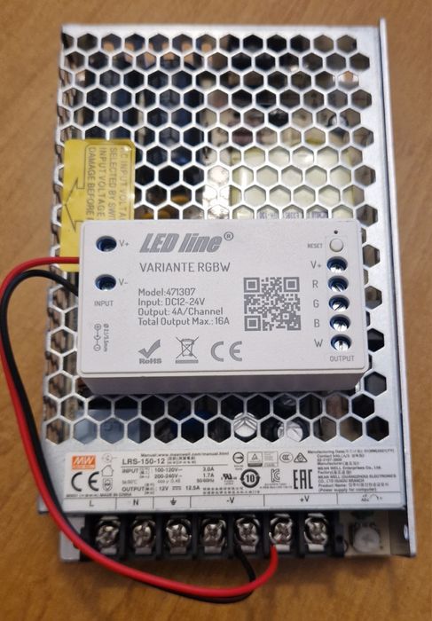 Zasilacz LED Mean Well RSP-200-12, Kontroler Tuya 471307, wzmacniacz