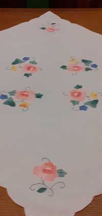 Obrus serweta bawełniana kolorowe pastelowe kwiaty haft