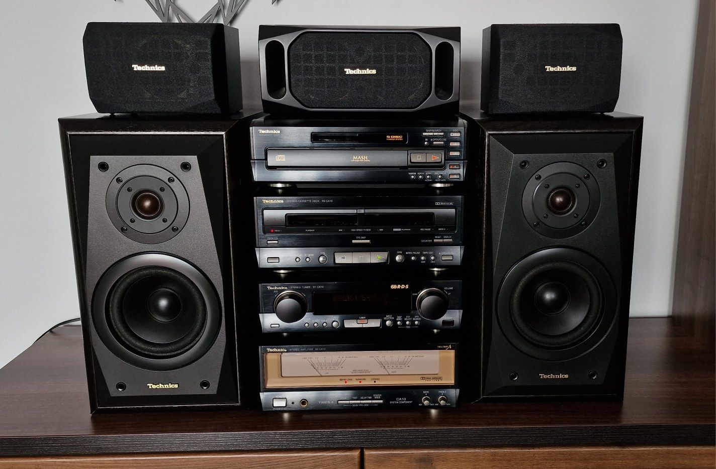 Wieża Technics CA-10, wieża, kolumny, cd, wzmacniacz, tuner, deck