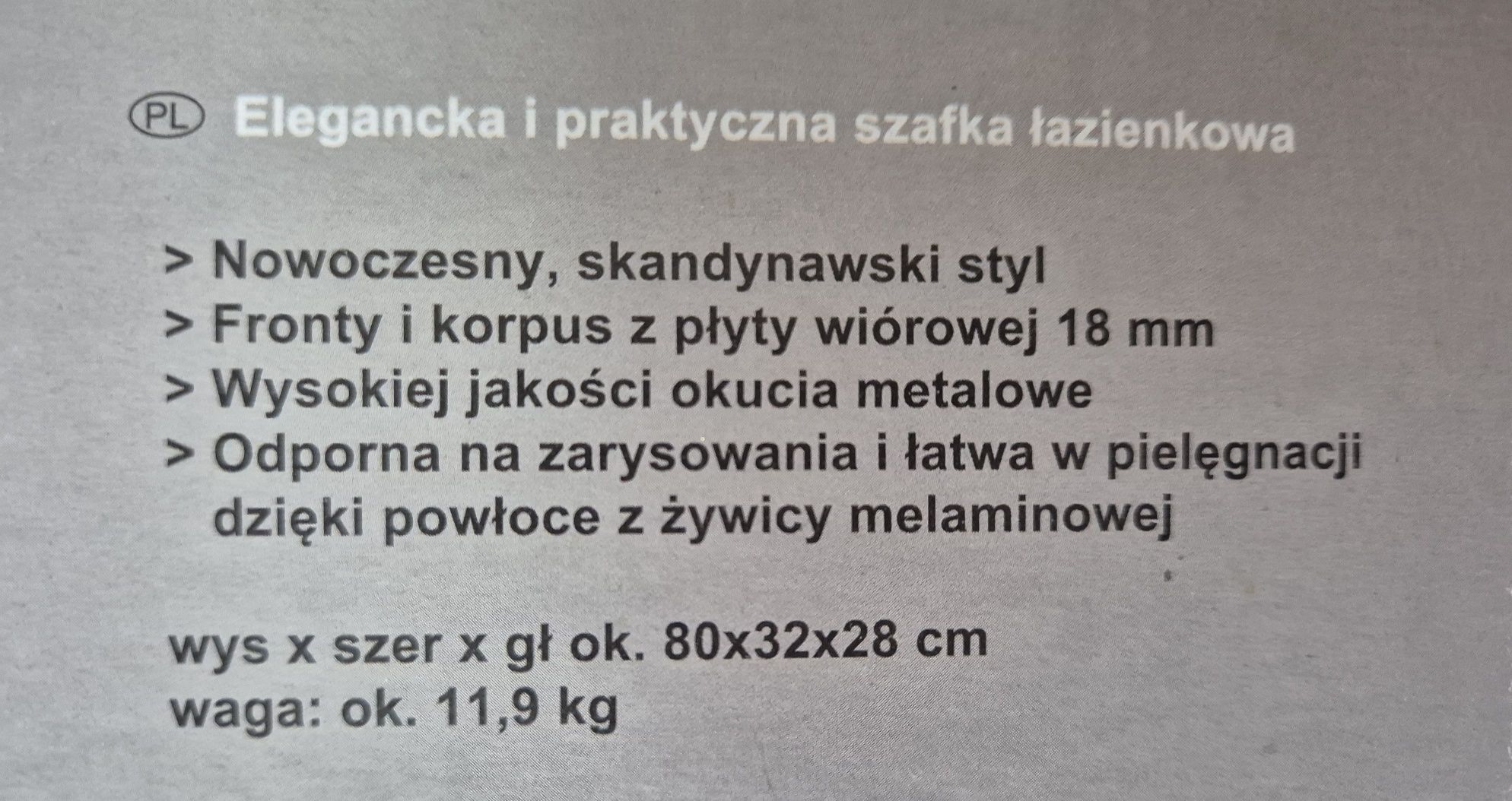 Szafka łazienkowa biała nowa 80x32x28