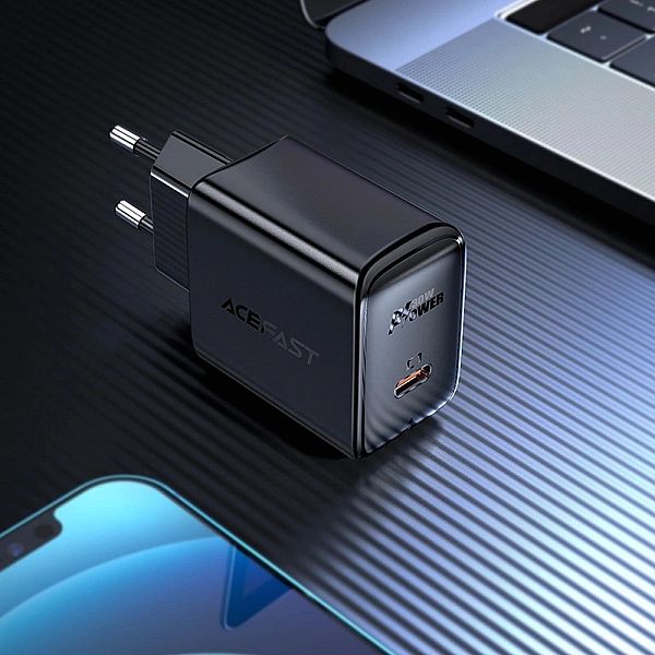 Acefast ładowarka sieciowa GaN USB Typ C 30W, PD, QC 3.0, AFC, FCP cza