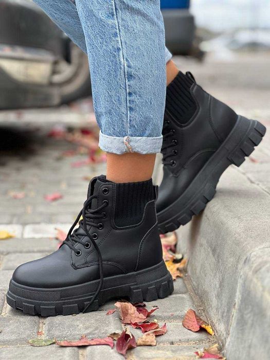 Черевики жіночі чорні (36-41) хутро зима, ботинки женские мех