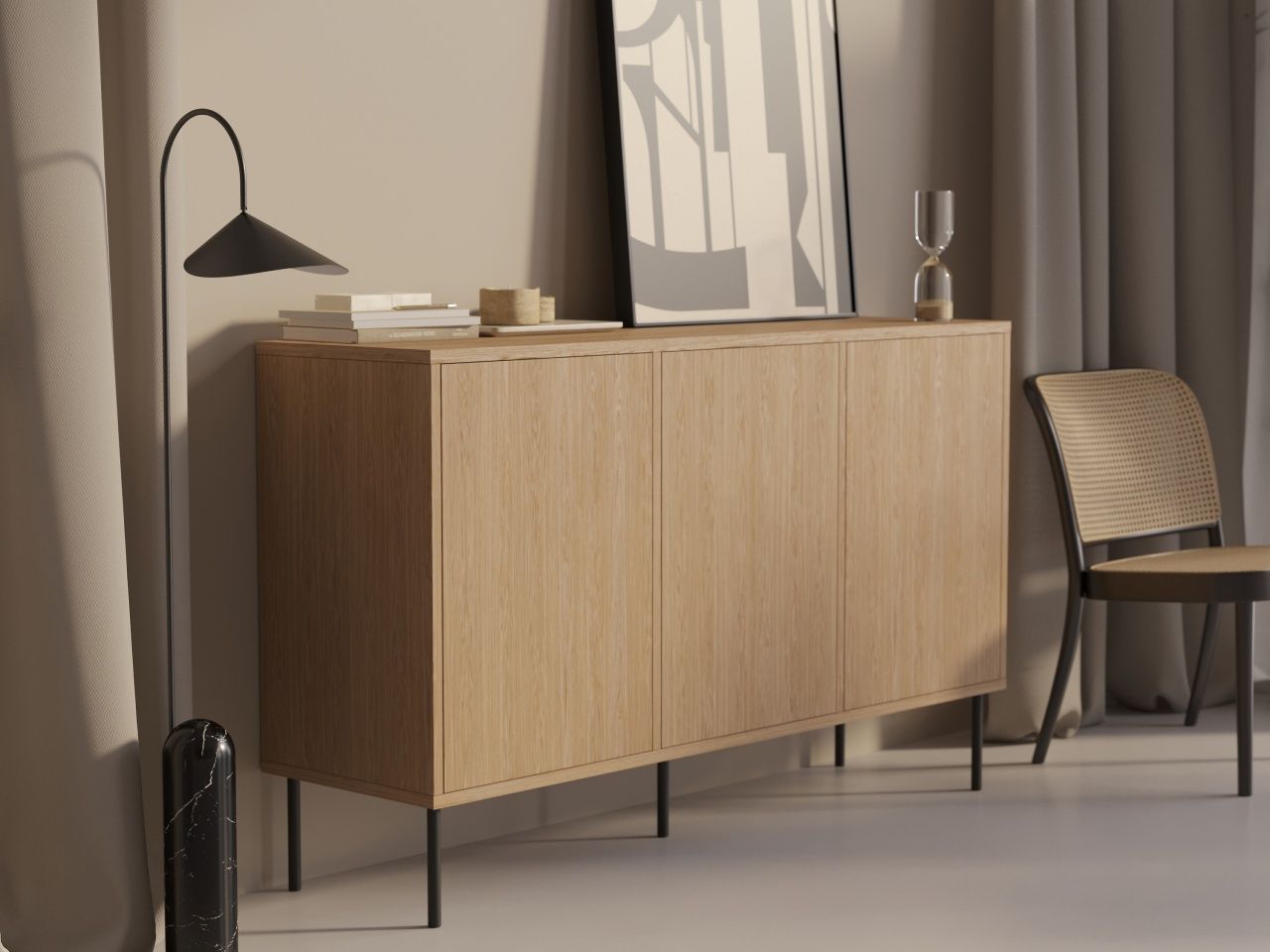 Komoda dębowa w stylu Loft 143 cm (dąb fornir u stolarzy)