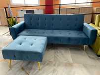 Sofá-cama reclinável com pufe - entrega gratis