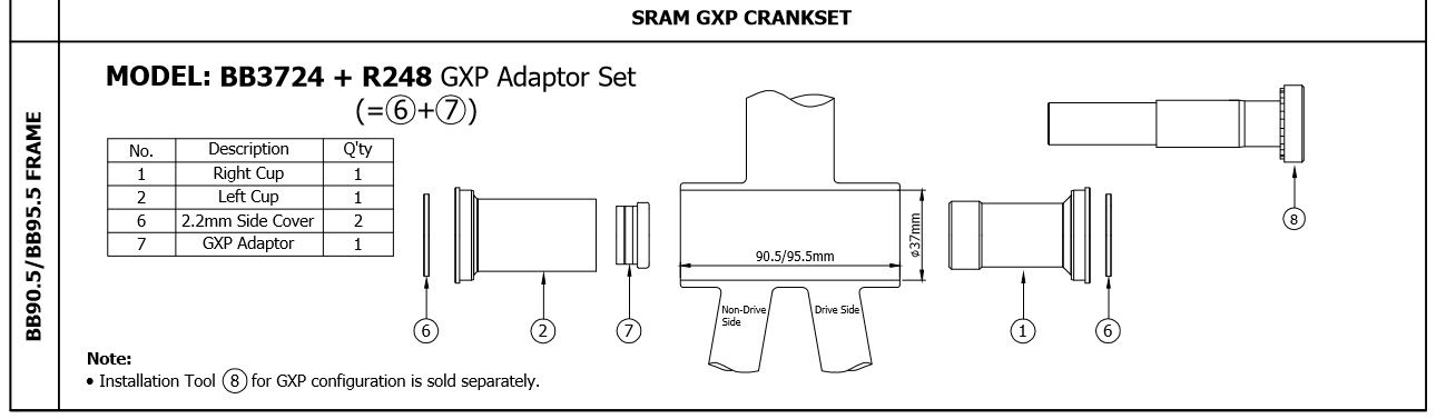 TOKEN R248 Adapter GXP Do Suportu BB3724 Trek