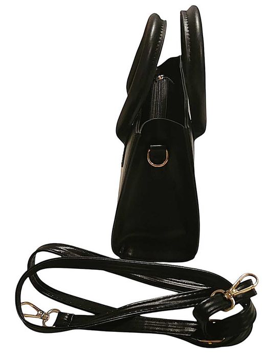 Torebka damska czarna mini elegancka na wieczór z uchwytem i paskiem