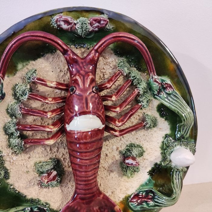Prato Lagosta, prato relevado (Majolica) prato coleção - 31 cm