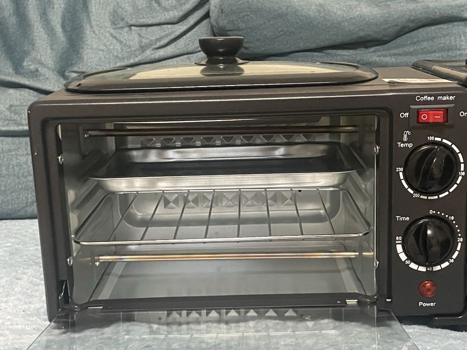 Електрична піч для випічки з кавоваркою та сковородою 3 в 1, 1000Вт