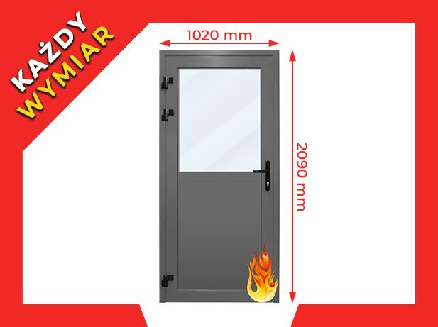 Drzwi PPOŻ NA WYMIAR Przeciwpożarowe Zewnętrzne EI30 EI60 Aluminiowe